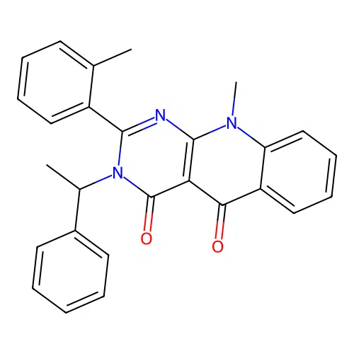 10-methyl-2-(2-methylphenyl)-3-(1-phenylethyl)pyrimido[4,5-b]quinoline-4,5-dione structure
