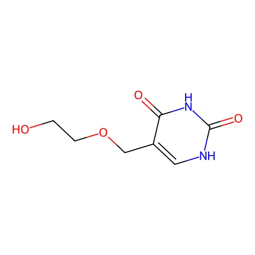 2,4(1H,3H)-Pyrimidinedione, 5-[(2-hydroxyethoxy)methyl]- structure