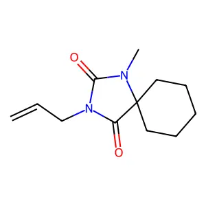 1,3-Diazaspiro(4.5)decane-2,4-dione, 3-allyl-1-methyl- structure