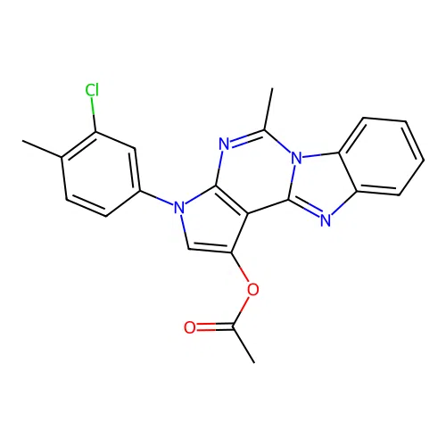3-(3-chloro-4-methylphenyl)-5-methyl-3H-pyrrolo[2',3':4,5]pyrimido[1,6-a]benzimidazol-1-yl acetate structure