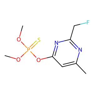 O-(2-(Fluoromethyl)-6-methyl-4-pyrimidinyl) O,O-dimethyl phosphorothioate structure