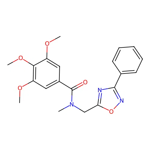 3,4,5-trimethoxy-N-methyl-N-[(3-phenyl-1,2,4-oxadiazol-5-yl)methyl]benzamide structure
