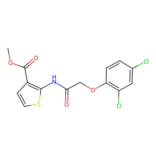 Methyl 2-(2-(2,4-dichlorophenoxy)acetamido)thiophene-3-carboxylate structure