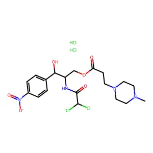 Chloramphenicol 4-methyl-1-piperazinepropionate dihydrochloride hydrate structure