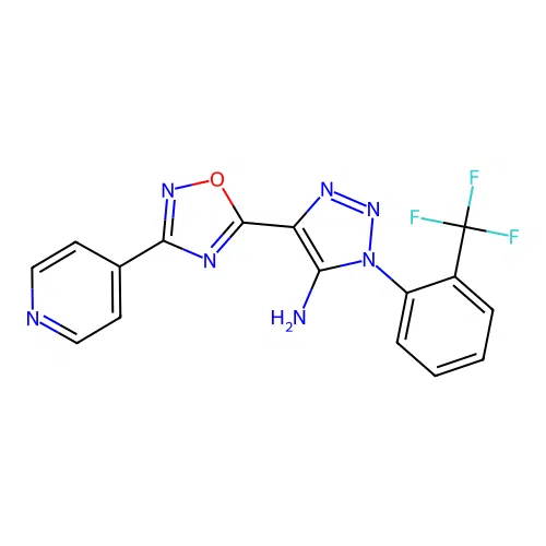 4-[3-(pyridin-4-yl)-1,2,4-oxadiazol-5-yl]-1-[2-(trifluoromethyl)phenyl]-1H-1,2,3-triazol-5-amine structure