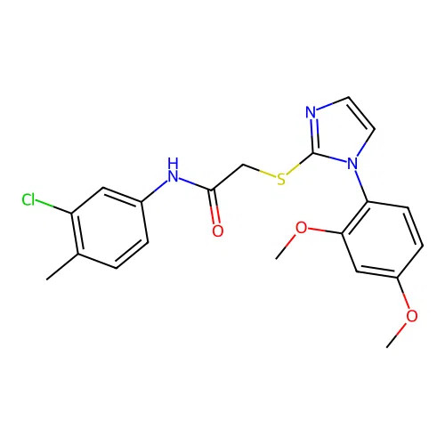N-(3-chloro-4-methylphenyl)-2-{[1-(2,4-dimethoxyphenyl)-1H-imidazol-2-yl]sulfanyl}acetamide structure