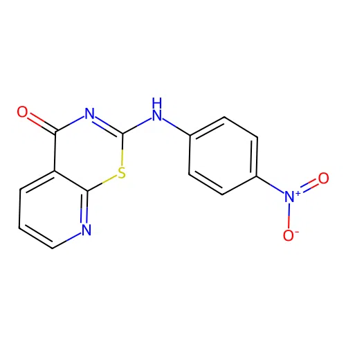 2-[(4-nitrophenyl)amino]-4H-pyrido[3,2-e][1,3]thiazin-4-one structure