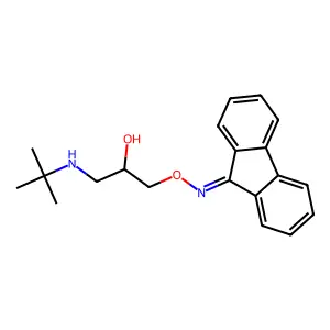 tert-butyl(3-{[(9H-fluoren-9-ylidene)amino]oxy}-2-hydroxypropyl)amine structure