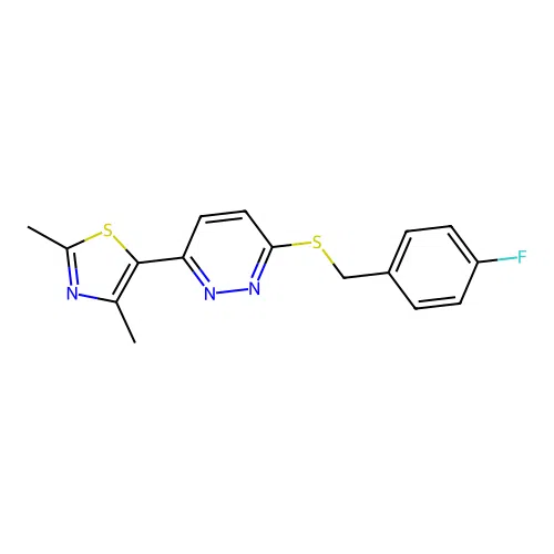 5-(6-((4-Fluorobenzyl)thio)pyridazin-3-yl)-2,4-dimethylthiazole structure