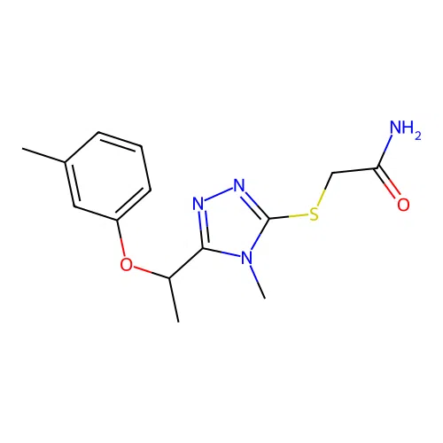2-({4-methyl-5-[1-(3-methylphenoxy)ethyl]-4H-1,2,4-triazol-3-yl}sulfanyl)acetamide structure