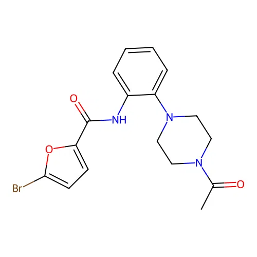 N-[2-(4-acetylpiperazin-1-yl)phenyl]-5-bromofuran-2-carboxamide structure