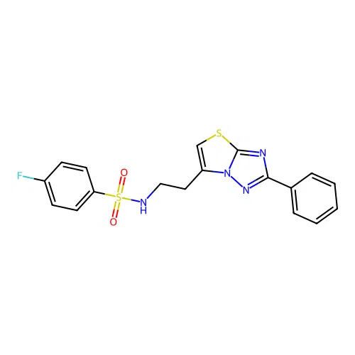 4-fluoro-N-(2-{2-phenyl-[1,2,4]triazolo[3,2-b][1,3]thiazol-6-yl}ethyl)benzene-1-sulfonamide structure
