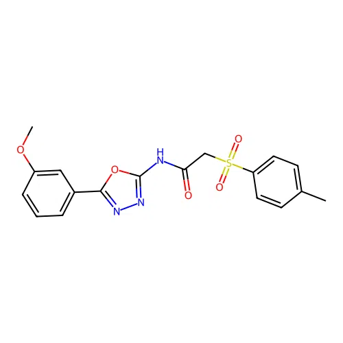 N-(5-(3-methoxyphenyl)-1,3,4-oxadiazol-2-yl)-2-tosylacetamide structure