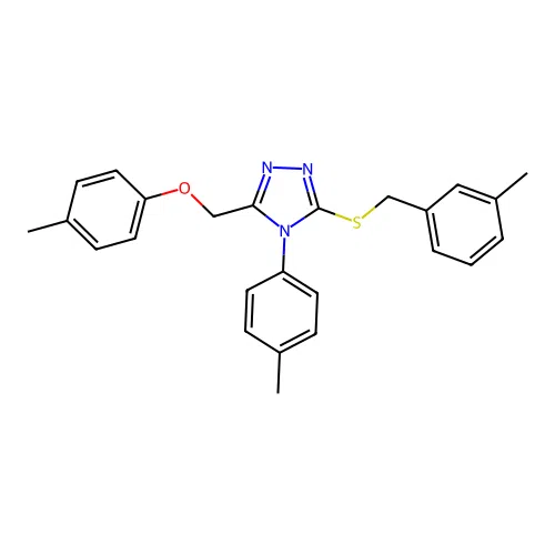 3-[(4-methylphenoxy)methyl]-4-(4-methylphenyl)-5-[(3-methylphenyl)methylsulfanyl]-1,2,4-triazole structure