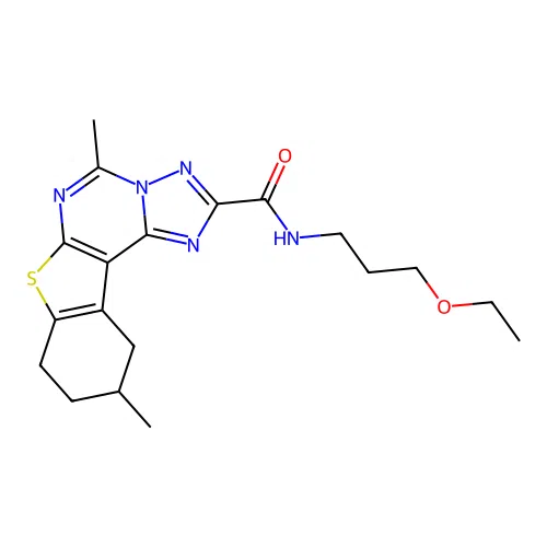 N-(3-ethoxypropyl)-5,10-dimethyl-8,9,10,11-tetrahydro[1]benzothieno[3,2-e][1,2,4]triazolo[1,5-c]pyrimidine-2-carboxamide structure
