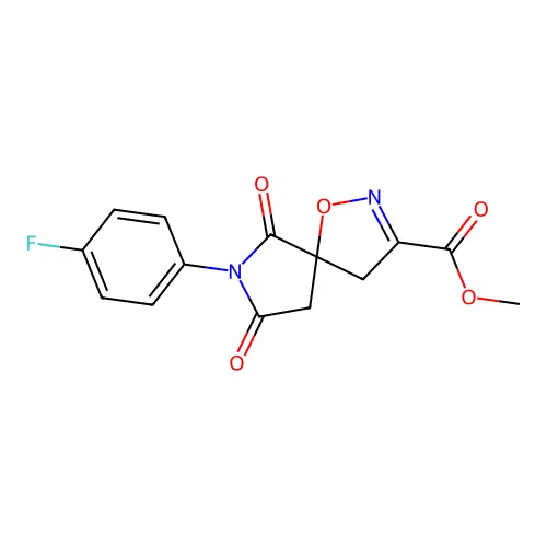 methyl 7-(4-fluorophenyl)-6,8-dioxo-1-oxa-2,7-diazaspiro[4.4]non-2-ene-3-carboxylate structure