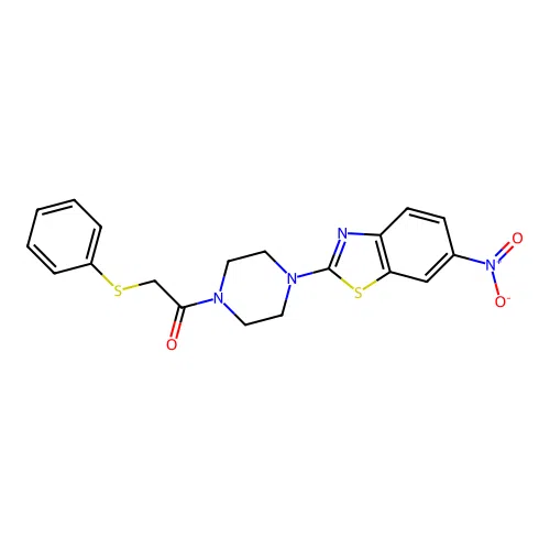 1-(4-(6-Nitrobenzo[d]thiazol-2-yl)piperazin-1-yl)-2-(phenylthio)ethanone structure