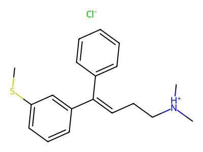 Dimethyl-[4-(3-methylsulfanylphenyl)-4-phenylbut-3-enyl]azanium chloride structure