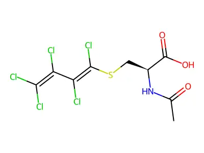 N-Acetyl-S-(1,2,3,4,4-pentachlorobutadienyl)-L-cysteine structure