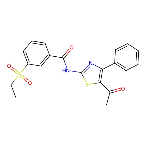 N-(5-acetyl-4-phenylthiazol-2-yl)-3-(ethylsulfonyl)benzamide structure