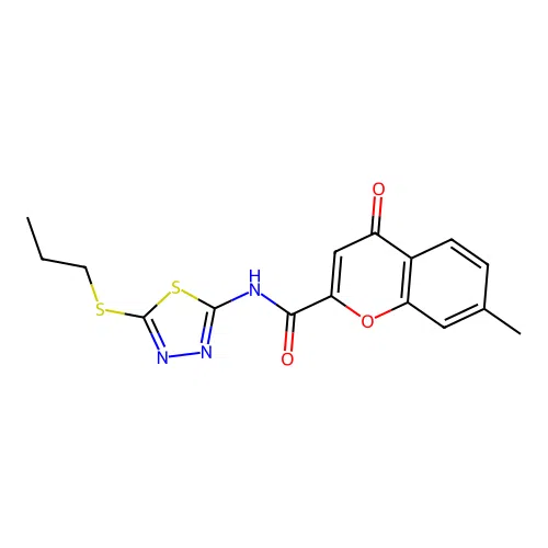 7-methyl-4-oxo-N-[5-(propylsulfanyl)-1,3,4-thiadiazol-2-yl]-4H-chromene-2-carboxamide structure