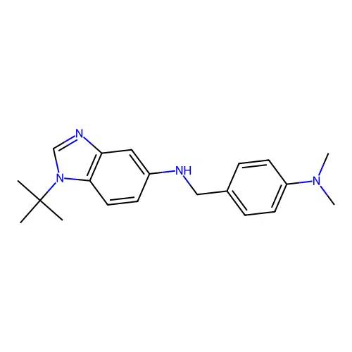 1-tert-butyl-N-[4-(dimethylamino)benzyl]-1H-benzimidazol-5-amine structure