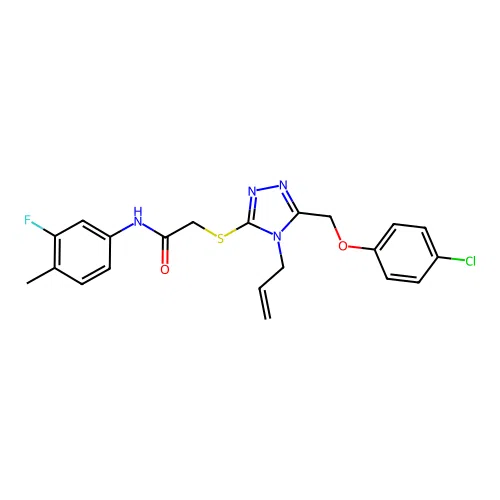 2-((4-allyl-5-((4-chlorophenoxy)methyl)-4H-1,2,4-triazol-3-yl)thio)-N-(3-fluoro-4-methylphenyl)acetamide structure
