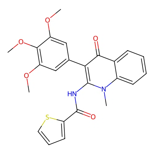 N-[1-methyl-4-oxo-3-(3,4,5-trimethoxyphenyl)quinolin-2-yl]thiophene-2-carboxamide structure