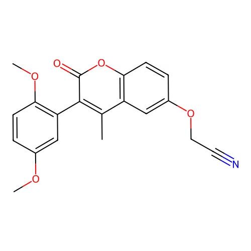 {[3-(2,5-dimethoxyphenyl)-4-methyl-2-oxo-2H-chromen-6-yl]oxy}acetonitrile structure