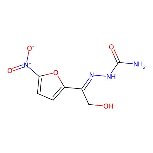2-[2-Hydroxy-1-(5-nitro-2-furanyl)ethylidene]hydrazinecarboxamide structure