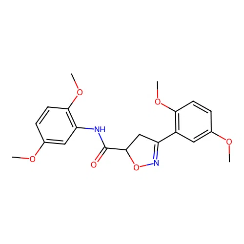 N,3-bis(2,5-dimethoxyphenyl)-4,5-dihydro-5-isoxazolecarboxamide structure