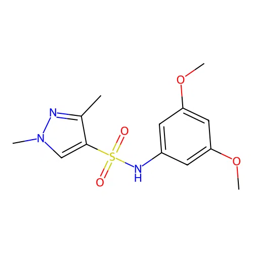 N-(3,5-dimethoxyphenyl)-1,3-dimethylpyrazole-4-sulfonamide structure