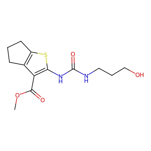 Methyl 2-([(3-hydroxypropyl)carbamoyl]amino)-4H,5H,6H-cyclopenta[b]thiophene-3-carboxylate structure