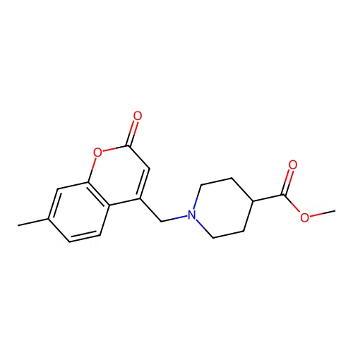 Methyl 1-[(7-methyl-2-oxochromen-4-yl)methyl]piperidine-4-carboxylate structure