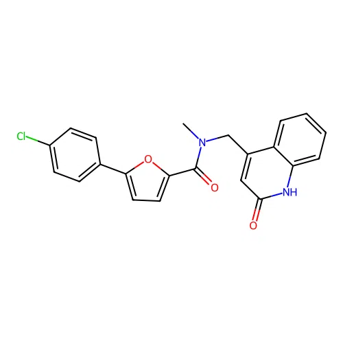 5-(4-chlorophenyl)-N-((2-hydroxyquinolin-4-yl)methyl)-N-methylfuran-2-carboxamide structure