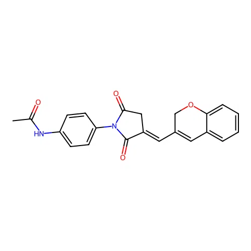 (E)-N-(4-(3-((2H-chromen-3-yl)methylene)-2,5-dioxopyrrolidin-1-yl)phenyl)acetamide structure