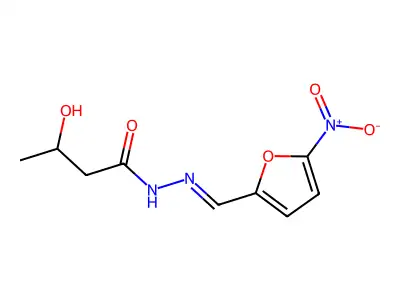 3-hydroxy-N-[(5-nitrofuran-2-yl)methylideneamino]butanamide structure
