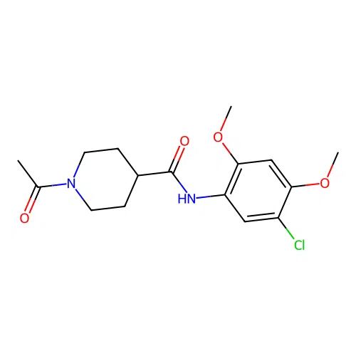 1-acetyl-N-(5-chloro-2,4-dimethoxyphenyl)piperidine-4-carboxamide structure