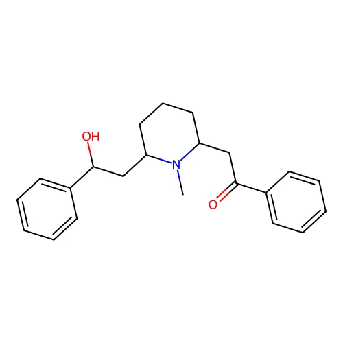2-(6-(2-Hydroxy-2-phenylethyl)-1-methylpiperidin-2-yl)-1-phenylethan-1-one structure