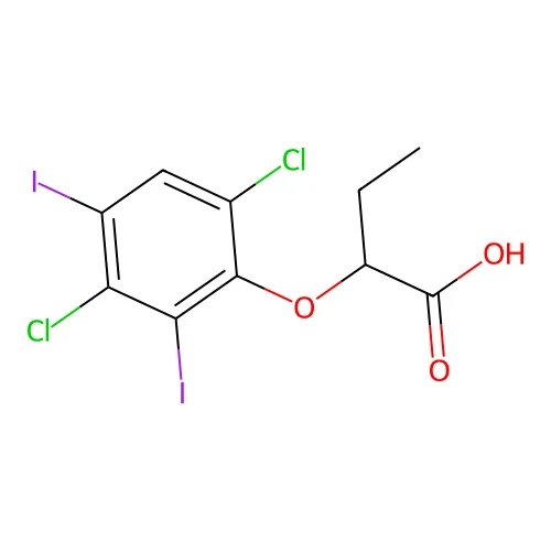 2-(3,6-Dichloro-2,4-diiodophenoxy)butanoato(2-) structure