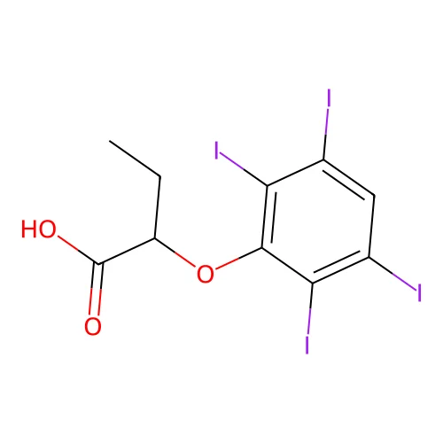 Butyric acid, 2-(2,3,5,6-tetraiodophenoxy)- structure