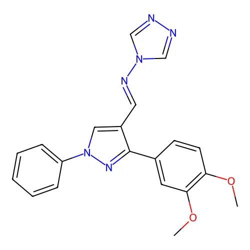 1-[3-(3,4-dimethoxyphenyl)-1-phenylpyrazol-4-yl]-N-(1,2,4-triazol-4-yl)methanimine structure