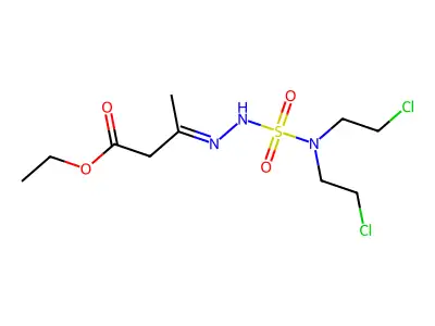 Ethyl 3-[bis(2-chloroethyl)sulfamoylhydrazinylidene]butanoate structure
