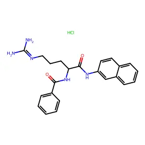 DL-2-Benzamido-5-guanidino-N-2-naphthylvaleramide hydrochloride structure