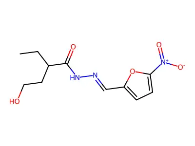 2-ethyl-4-hydroxy-N-[(5-nitrofuran-2-yl)methylideneamino]butanamide structure