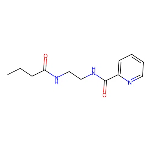 N-[2-(butanoylamino)ethyl]pyridine-2-carboxamide structure