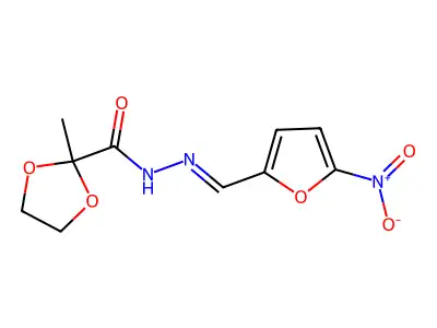 2-methyl-N-[(5-nitrofuran-2-yl)methylideneamino]-1,3-dioxolane-2-carboxamide structure