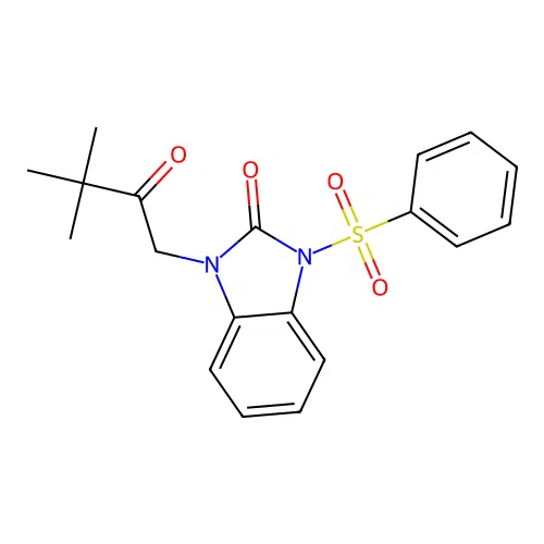1-(3,3-dimethyl-2-oxobutyl)-3-(phenylsulfonyl)-1H-benzo[d]imidazol-2(3H)-one structure