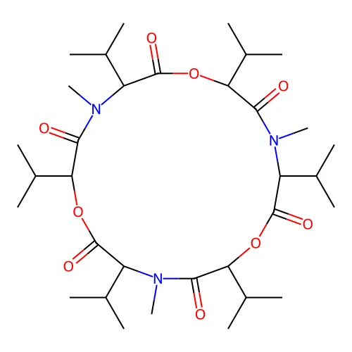 cyclo[DL-OVal-DL-N(Me)Val-DL-OVal-DL-N(Me)Val-DL-OVal-DL-N(Me)Val] structure
