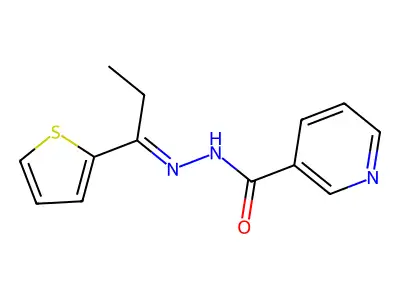 N-(1-thiophen-2-ylpropylideneamino)pyridine-3-carboxamide structure